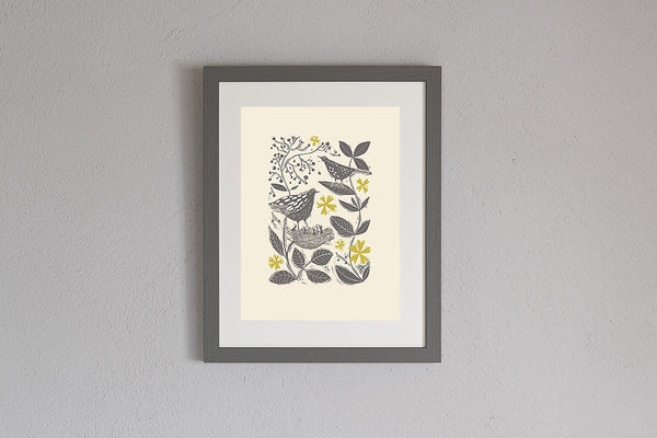 Hedgerow Linocut Print