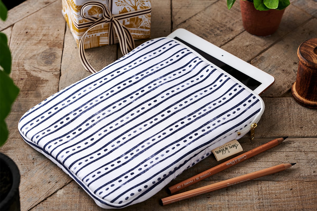 Sam Wilson Navy Stripe/ Dash Ipad Cover