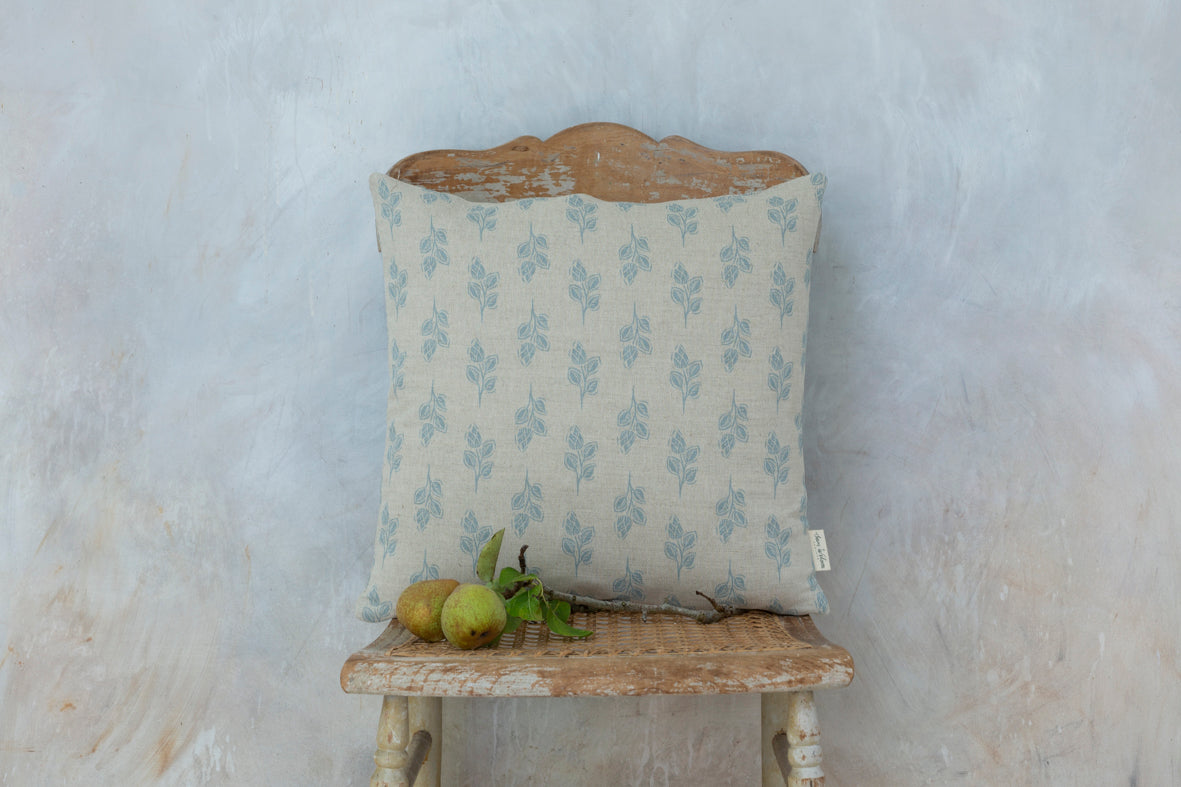 Sam Wilson Blue Flora Square Linen Cushion