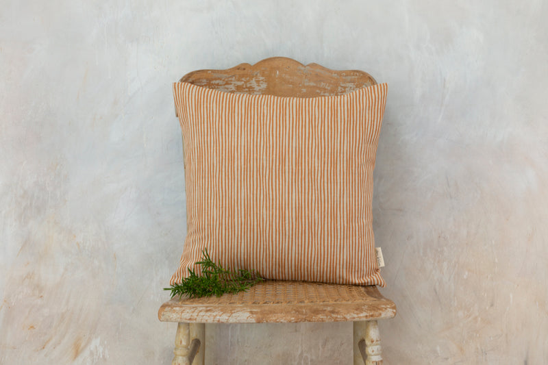 Sam Wilson Copper Stripe Square Linen Cushion