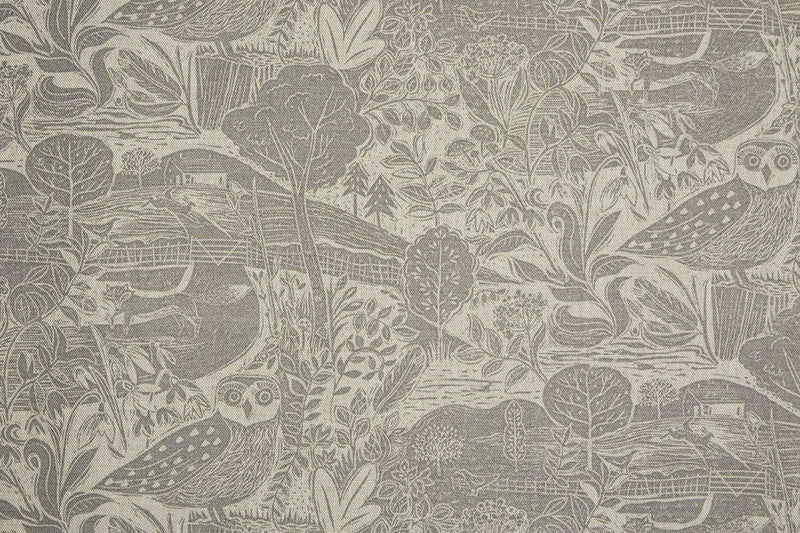 Sam Wilson Owl and Fox Linen Fabric