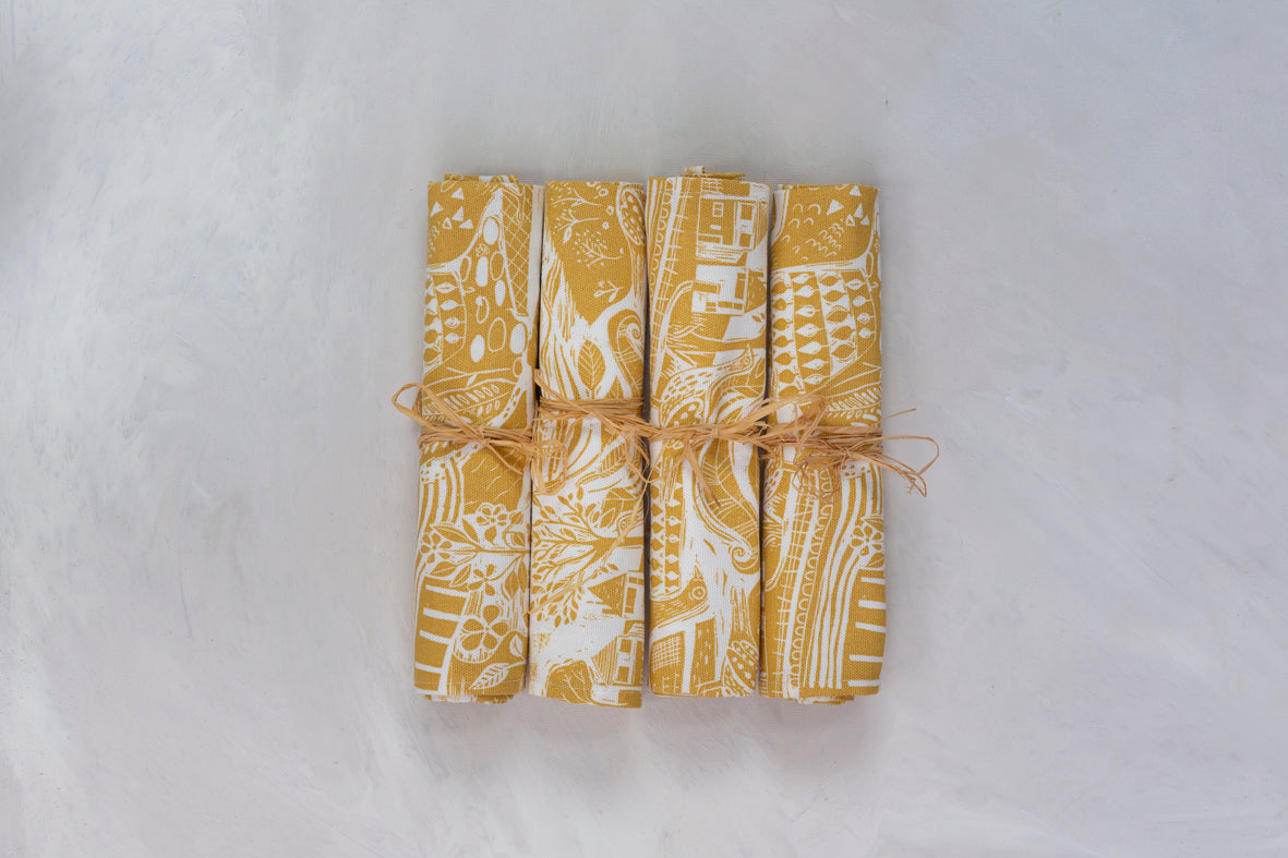 Sam Wilson Through The Fields Ochre Napkins Set of 4