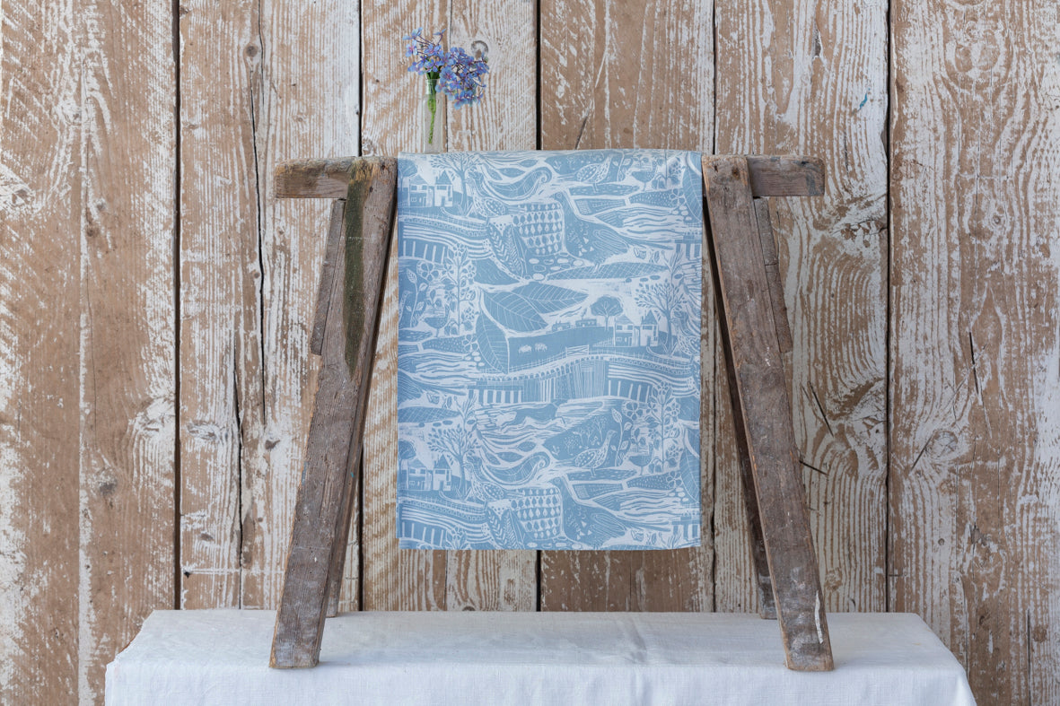 Sam Wilson Through the Fields Duck Egg Blue Table Runner