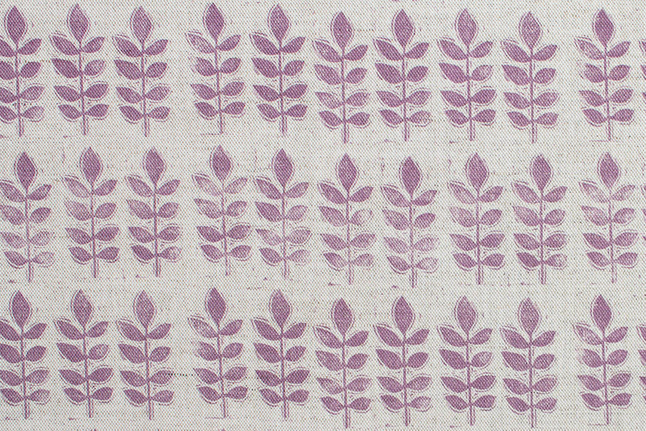 Sam Wilson Aubergine Leaf Linen Fabric