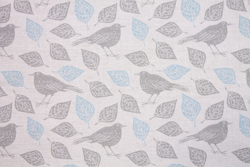 Sam Wilson Mr Blackbird Blue Linen Fabric