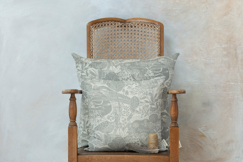 Sam Wilson Owl and Fox Large Linen Cushion