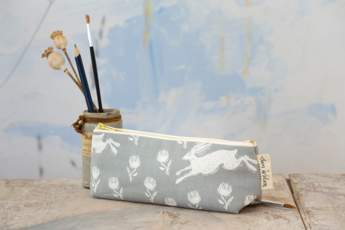 Sam Wilson Running Hare Grey Pencil Case