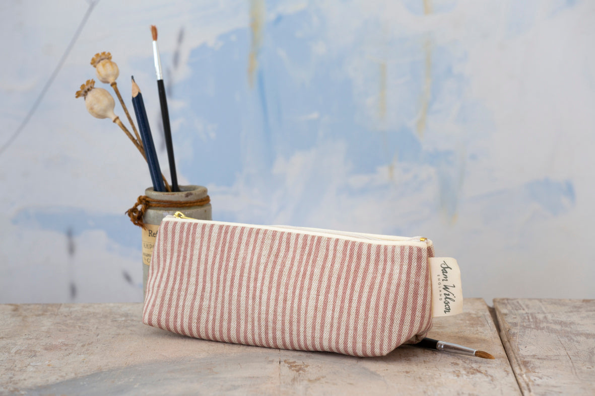 Sam Wilson Pink Stripe Linen Pencil Case