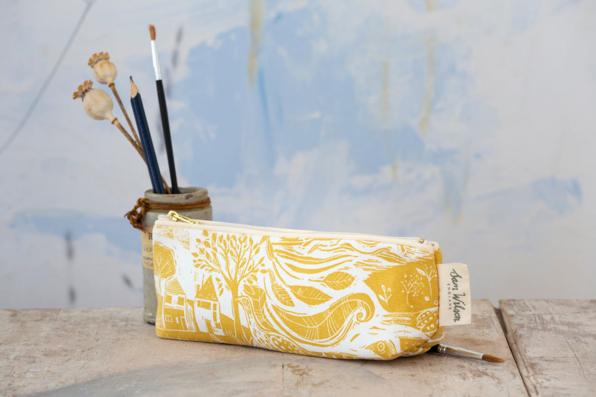 Through the Fields Ochre Pencil Case