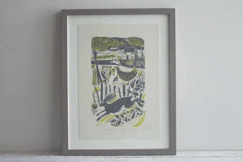 Sam Wilson Running Hare In The Countryside Print