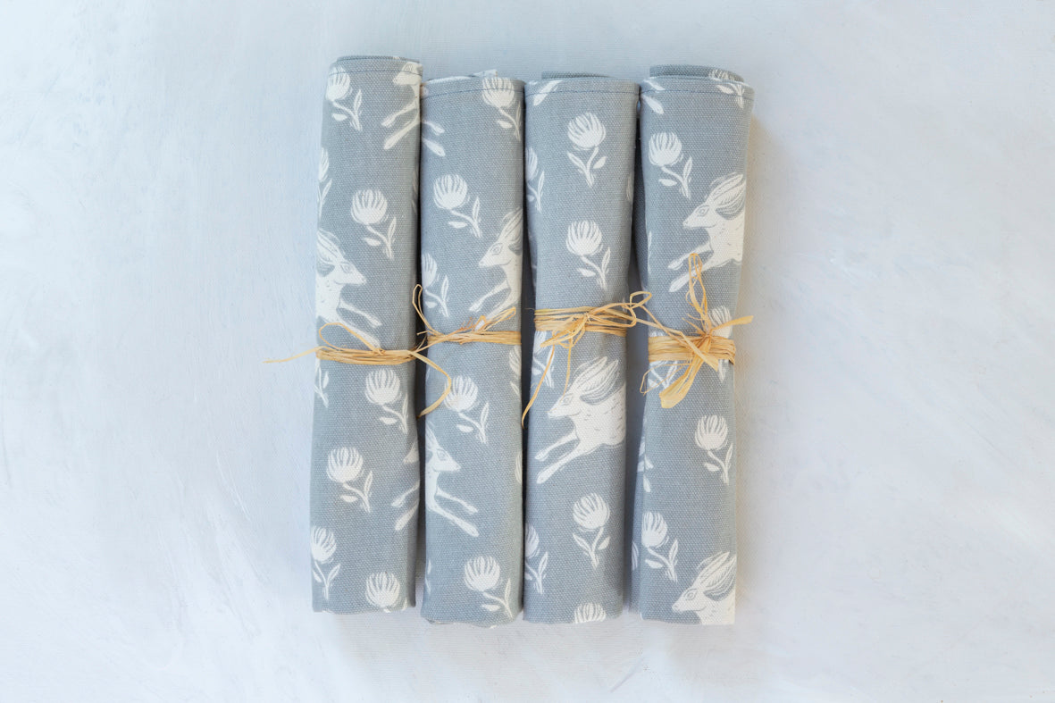 Sam Wilson Running Hare Grey Napkins Set of 4