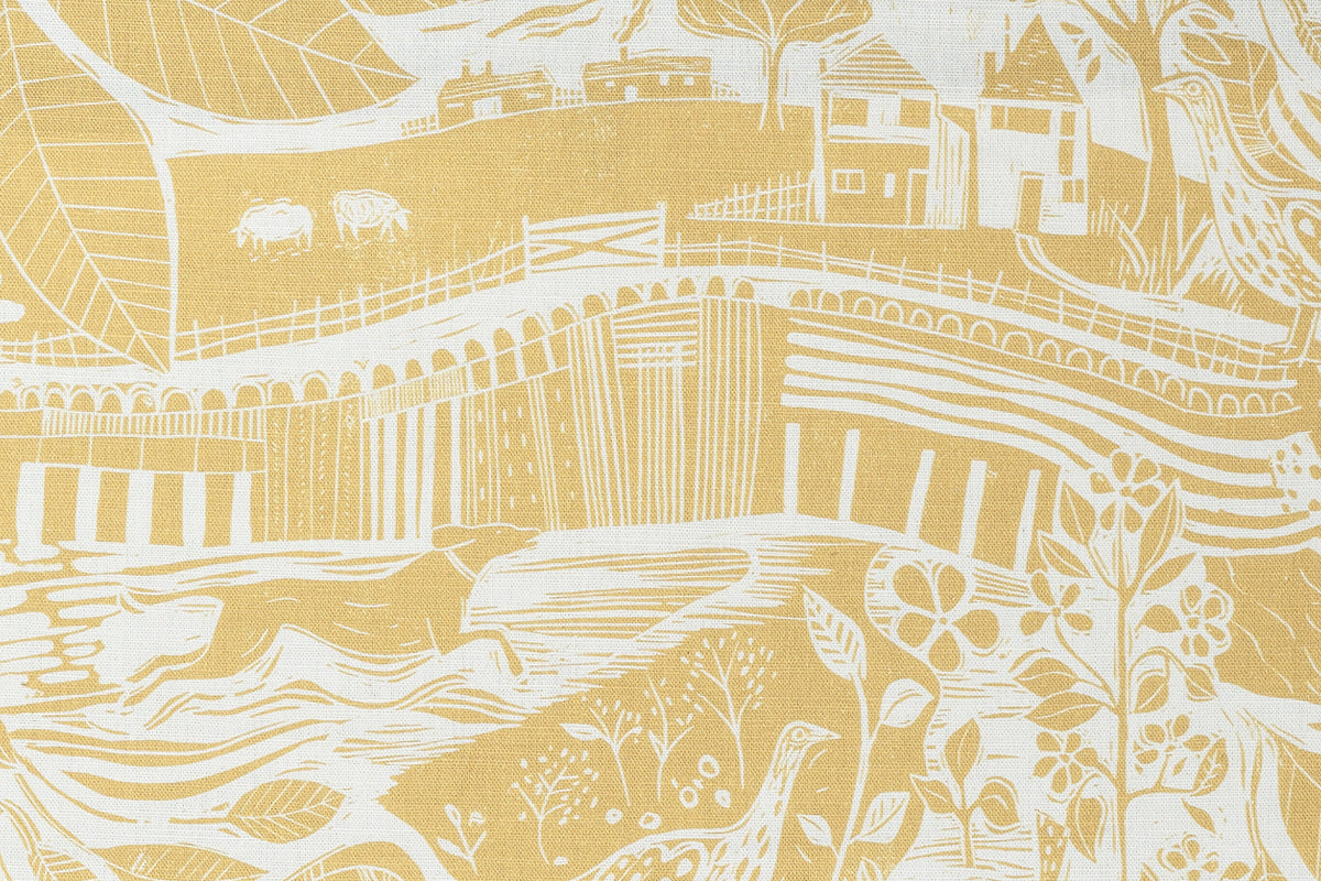 Sam Wilson Through The Fields Ochre Linen On White