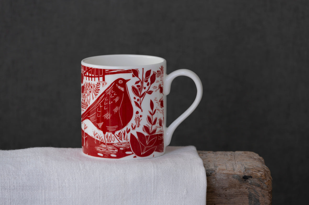 Garden Bird Red Mug