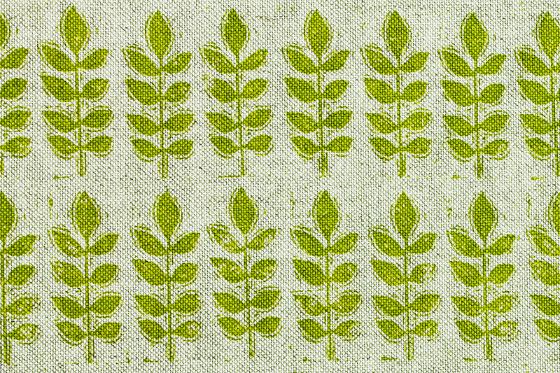 Sam Wilson Green Leaf Linen Fabric