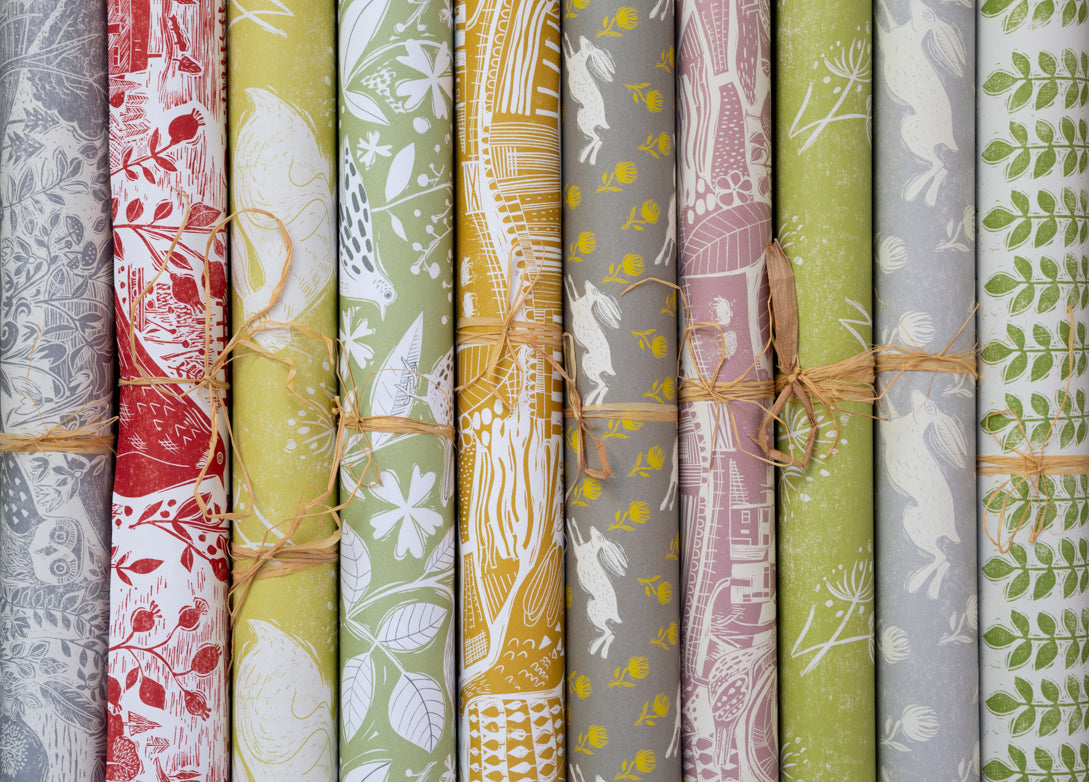 Sam Wilson Through The Fields Duck Egg Blue Gift Wrap