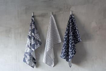 Sam Wilson Garden Bird Navy Tea Towel
